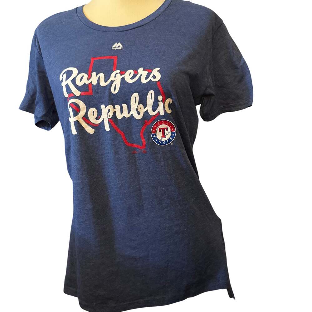 Majestic Texas Rangers "Rangers Republic" Graphic Tee, Women's Size Small, NWOT